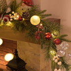 Valery Madelyn 6 Ft Christmas Garland with Lights for Mantle Red White - Image 4