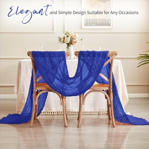 14 Pack Royal Blue Cheesecloth Table Runner 17x108 Inch Semi Sheer Boho Gauze Cheese Cloth Fabric Table Runners, for Wedding Party Baby Shower Birthday Home Decor Garden Farmhouse - Image 5