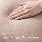 MIULEE Boho Linen Fringe Decorative Throw Pillow Covers Light Pink 20x20 - Image 5