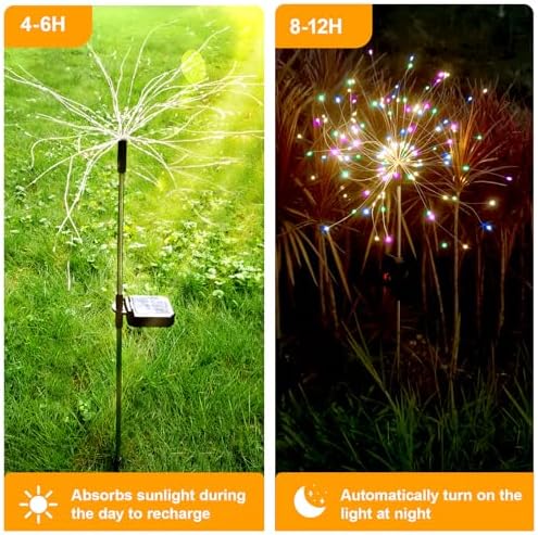 Solar Fireworks Lights Outdoor Garden 150 LEDs 8 Pack Multicolor - Image 5