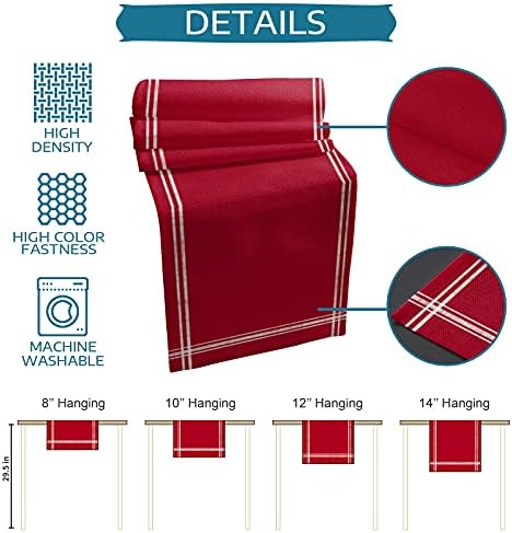 Red Table Runner Dresser Scarves, Farmhouse Red Dining Table Runners 120 inches Long Linen Stripe Coffee Table Runner,Non-Slip Washable Table Setting Decor for Wedding Party Holiday Dinner - Image 7