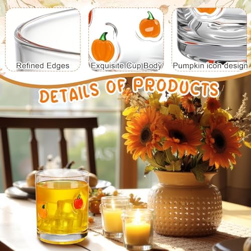 Skylety 2 Pcs Pumpkin Icon Juice Glasses Fall Halloween Drinking Cups - Image 3