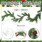 Jutom 13 ft Christmas Deluxe Norfolk Pine Garlands Artificial Long Decor - Image 2