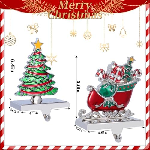 Christmas Stocking Holders for Mantel Set of 6, Christmas Stocking Hangers for Mantle Decorations Fireplace Stocking Hangers Mantle Hooks for Stockings Xmas Decorations Home Indoor(Silver, Pack of 6) - Image 3