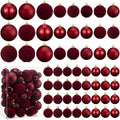 Hollowfly Burgundy 56 Pcs Velvet Christmas Balls Ornaments Set by Hollowfly