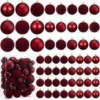 Hollowfly Burgundy 56 Pcs Velvet Christmas Balls Ornaments Set by Hollowfly