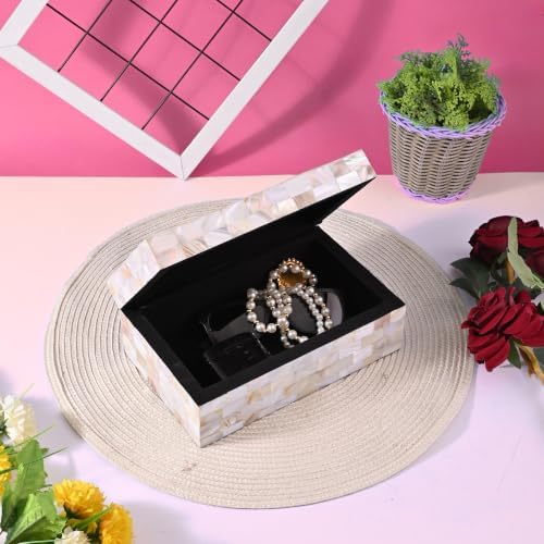 Perilla Home Home Decor Decorative Storage Wooden Box Organizer Tool Stash Card Craft Treasure Trinket Memory Keepsake Jewelry Box for Men and Women, Gifts For All, Mother of Pearl - Image 2