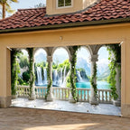 Waterfall Garage Door Banner 6 x 13 FT, Mountain Lake Nature Garage Door Cover, Scenic Archway Garden Outdoor Garage Door Decorations, Landscape Backdrop for Home Patio Party Decor - Image 2