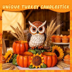 Fall Owl Candle Holder with 3 Pumpkin Tealight Holders - Image 3