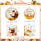 Thanksgiving Turkey Party Supplies Kit - Autumn-Themed Disposable Dinnerware Set with Plates and Napkins for 50 - for Thanksgiving Party Decoration - Image 2