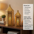 Vela Lanterns Decorative Indoor Gold Moroccan Temple Lanterns, Set of 2 - Image 4