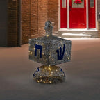 LED Lighted Hanukkah Dreidel Outdoor Decoration - 37" - Clear Lights - Silver - Image 2