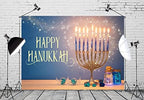 BELECO 9x6ft Fabric Happy Hanukkah Photography Backdrop Menorah Glitter Bokeh Lights Gyro Chanukah Holiday Decorations Banner Background Jewish Holy Festival Israel Party Supplies Studio Photo Props - Image 4