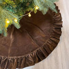 60 Inch Large Christmas Tree Skirt, Brown Velvet with Ruffled Edge for Big Trees Decorations for Home Party Festival - Image 3