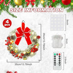 Ceenna 4 Pcs Pre-lit Artificial Christmas Wreaths 14 Inch Timer Lighted Christmas Wreaths with Bow Red Berries Pinecone Pine Needles 8 Model LED Light Xmas Wreath for Front Door Window Wall Holiday - Image 4
