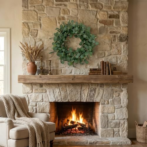 24 Inch Eucalyptus Wreath for Front Door, Large Artificial Greenery Wreaths with Olive Leaves and Berries, Farmhouse Spring Summer Decor for Porch, Wall, Window, All Season - Image 2