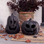 Tioncy Halloween Decor Terracotta Jack O Lantern Pumpkin Decor,Black - Image 6