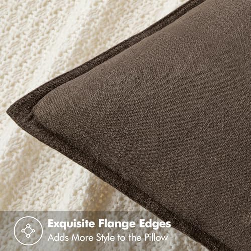 MIULEE Decorative Linen Euro Sham Pillow Covers 24x24 Dark Coffee Chocolate - Image 2