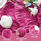 Cheesecloth Table Runner 10FT 12Pcs Fuchsia Boho Gauze Rustic Sheer Runners - Image 3
