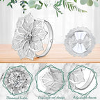 Dandat 24 Pcs Charger Plate Bulk 13'' Floral Reef Plates with Napkin Ring 12 Plastic Dinner Charger Plate 12 Flower Napkin Holder for Table Setting Wedding Party (Silver) - Image 3