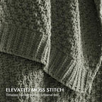 EVERGRACEHOME Chunky Chenille Knit Throw Blanket, 108x92, Dried Thyme Green - Image 3