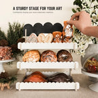 HOTCAN Wooden Cookie Display Stand with Chalkboard Sign for Bakers, Vendors, Craft Fairs | Pastry Display for Market Booths & Events | 3 Tiered Cookie Display for Muffins, Cakes, and Pastries (White) - Image 6