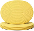 Oval Woven Placemats Set of 6, Cotton Rope 16x12 Inch, Yellow by Gandeer