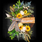 22 in Welcome Sign Wreath for Spring Summer Outdoor Indoor by SOOSUBELWREATH