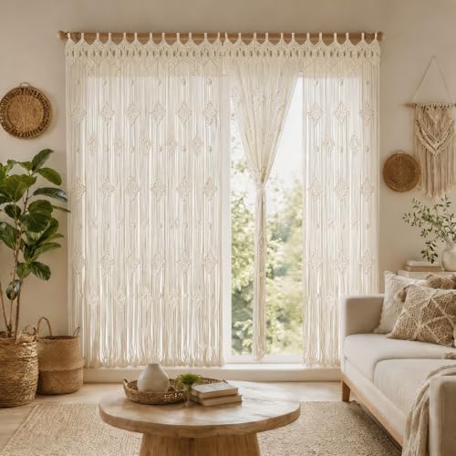 Foreate Boho Macrame Curtain for Doorways Macrame Wall Hanging 39”x79 1PC - Image 6