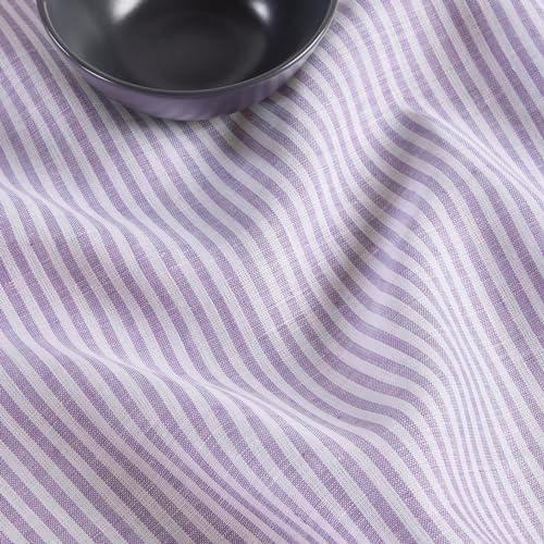 Solino Home 100% Linen Table Runner, 14 x 90 in, Lavender and White Striped - Image 2
