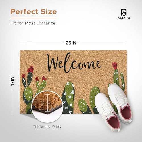 Coir Welcome Mat, Non-Slip, Cactus, 17 x 29 in - Image 3