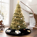 iMucci 48inch Christmas Tree Skirt Wool Fur Black Tree Skirt Small Tree Skirts Black Trees Skirt Holiday Party Decoration - Image 2