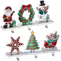 Christmas Stocking Holders for Mantel Set of 6, Christmas Stocking Hangers for Mantle Decorations Fireplace Stocking Hangers Mantle Hooks for Stockings Xmas Decorations Home Indoor(Silver, Pack of 6) by WeddPtyFr