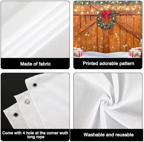 Whaline Rustic Christmas Garage Door Cover 7 x 16 Ft Wood Texture Board Door Cover Extra Large Yard Sign for Xmas Indoor Outdoor House Wall Party Decor - Image 3