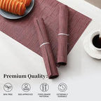 Leetaltree Burgundy Placemats Set of 12 - Heat Resistant Non-Slip Place mats for Dining Table, Washable Durable PVC Vinyl Woven Table Mats（Burgundy, 12） - Image 2