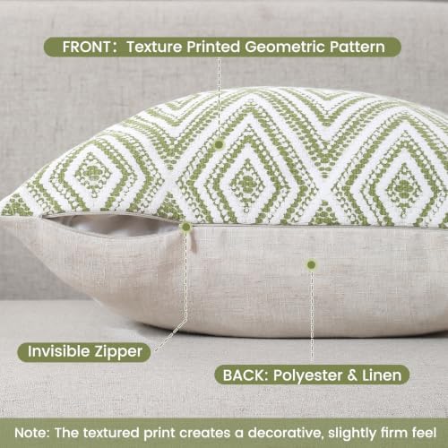HPUK Throw Pillow Covers 20x20, 4 Pack, Green Textured Couch Pillow Covers - Image 2