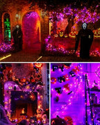 2Packs 380 LED Halloween Lights, Each 125FT String Lights 8 Lighting Modes & Timer Memory, Outside Waterproof Strings Lights for Trees Gardens Yard Holiday Decorations, Purple and Orange - Image 5