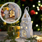 Sungmor Cast Iron Church Lantern Candle Holder, 10.2 Inches Tall & White - Image 2