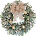 24 Inch Christmas Champagne Leaves Berries Wreath for Front Door, Rustic Farmhouse Xmas Large Door Wreath for Indoor Outdoor, Christmas Gold Balls Wreaths for Home Decor by Egolot
