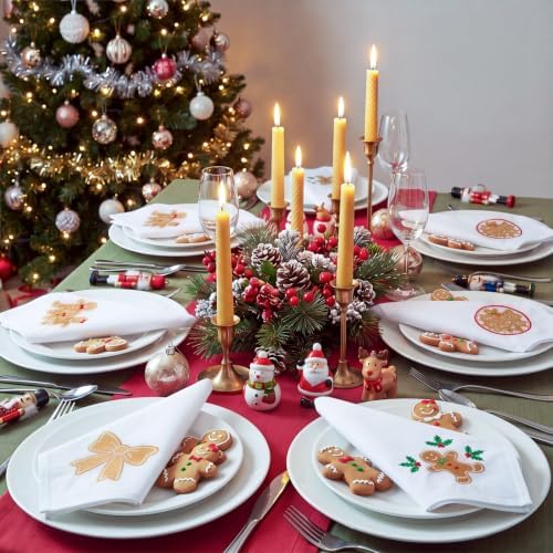 HunnmingRe 12 Pcs Gingerbread Christmas Cloth Napkins Set, 17x17 Inch - Image 6
