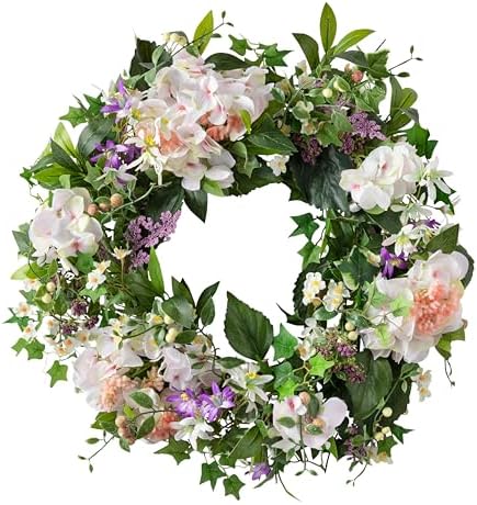Balsam Hill Outdoor Enchanted Garden Spring & Summer Wreath - 30" Premium UV-Protected Green Wreath for Front Door, Patio, Garden & Al Fresco Spaces by BalsamHill