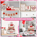 FairySandy 19 Pcs Valentine‘s Day Tiered Tray Decorations Set and 2 Tiered Tray Stand with Handle Tabletop Table Decoration for Valentine‘s Day Home Office Farmhouse - Image 6