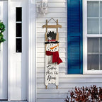 Glitzhome 42 Inch Wooden Snowman Welcome Wall Sign for Front Door Porch Farmhouse Christmas Snowman Wall Hanging Sign Primitive Porch Sign for Christmas Festivals - Image 4