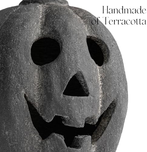 Halloween Decorations - Black Handmade Terracotta Jack O Lantern Pumpkin - Image 3