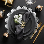 Stuffygreen 100 Pcs Black Floral Paper Placemats with Scalloped Edges 15 Inch Chinoiserie Paper Table Mats Vintage Floral Place Mats for Dining Parties Weddings Holidays Table Decorations - Image 4