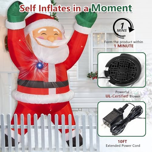 6FT Christmas Inflatables Outdoor Decorations Joy Hanging Santa Claus Gift Bag, Bright LED Lights Blow Up Giant Christmas Decor for Indoor Yard Outside Party Lawn Wall Porch Holiday - Image 5