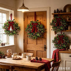 6 Pcs Small 4th of July Hanging Wreaths for Cabinets Patriotic Mini Candle Ring Wreath with Red White Blue Flowers (4, Greenery with Red Bells Pinecones) - Image 7