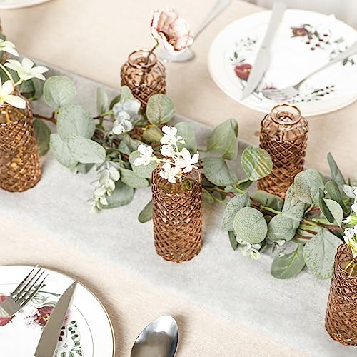 Amber Glass Bud Vase, 20 Pack Living Bud Vases, Small Diamond Bud Vases in Bulk, Mini Flowers Vases for Table Centerpiece, Office, Wedding Reception, Home Decor - Image 6