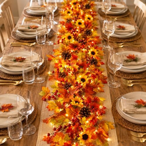 13.2ft Fall Decoration for Home Fall Leaf Garland with Light Indoor Outdoor - Image 5
