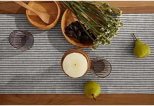Solino Home 100% Pure Linen Table Runner, 14 x 48 in, Black, Narrow Stripe - Image 4